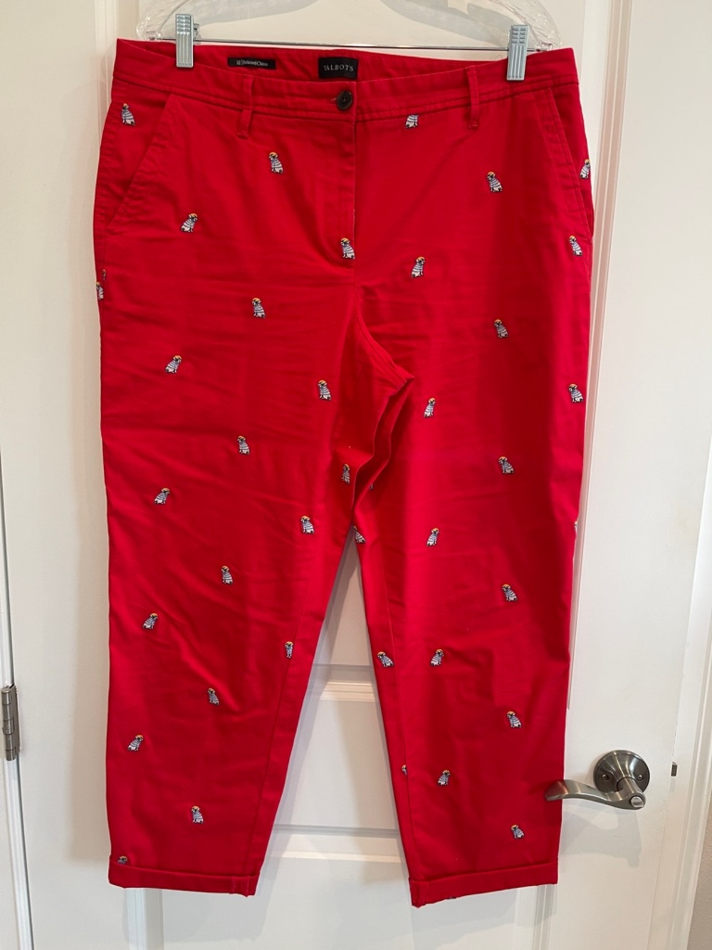 Talbots Red Embroidered Cropped Chinos